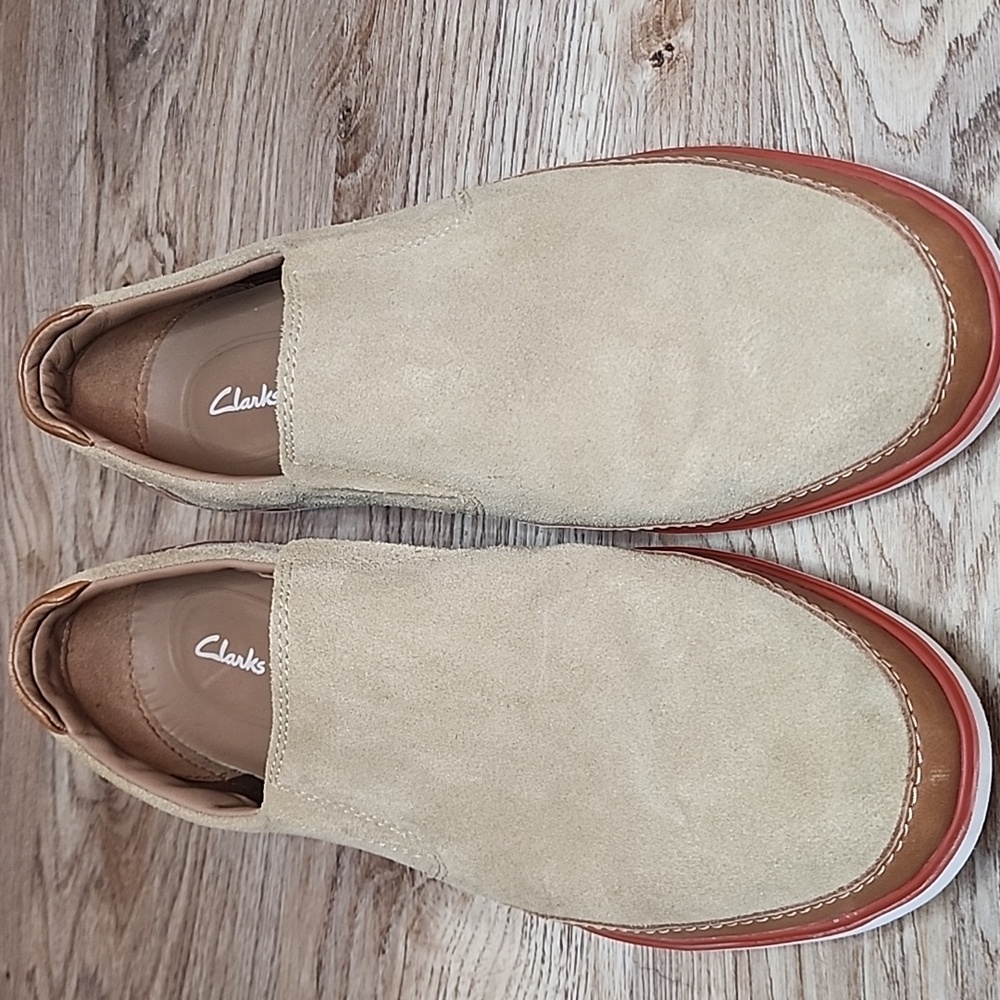 Clarks Mens Bratton Step Dark Sand Suede Leather Loafer Shoes - Picture 2 of 8